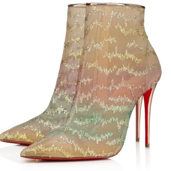 Christian Louboutin Shoes - New Size 36.5 Christian Louboutin Nancy Glitter Mesh Bootie Colorful